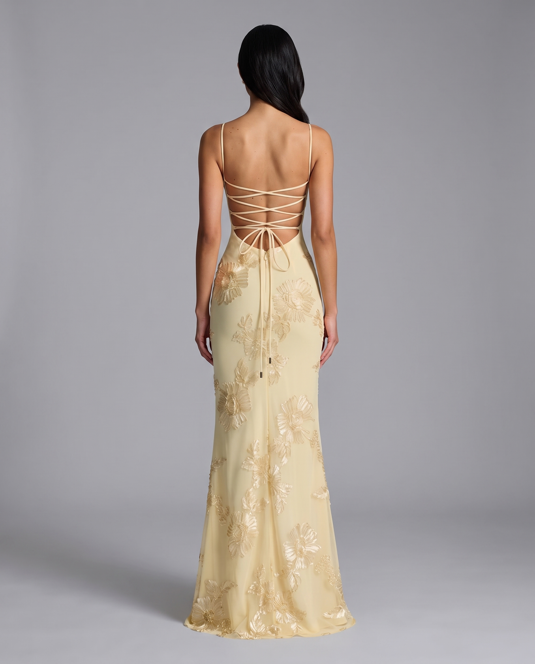 Floral Corset Maxi Dress with Lace-Up Back