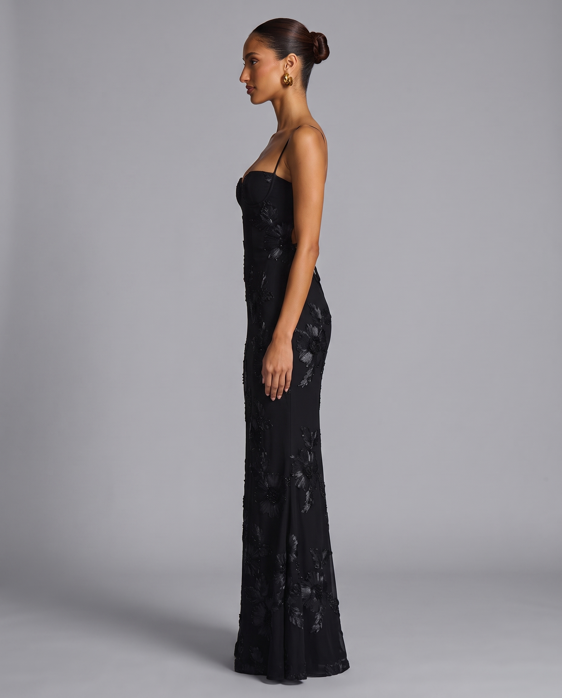 Floral Corset Maxi Dress with Lace-Up Back
