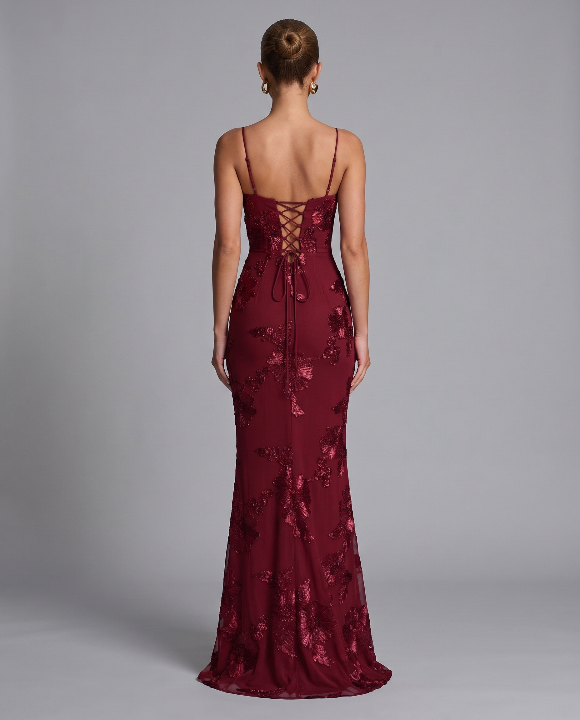 Floral Corset Maxi Dress with Lace-Up Back