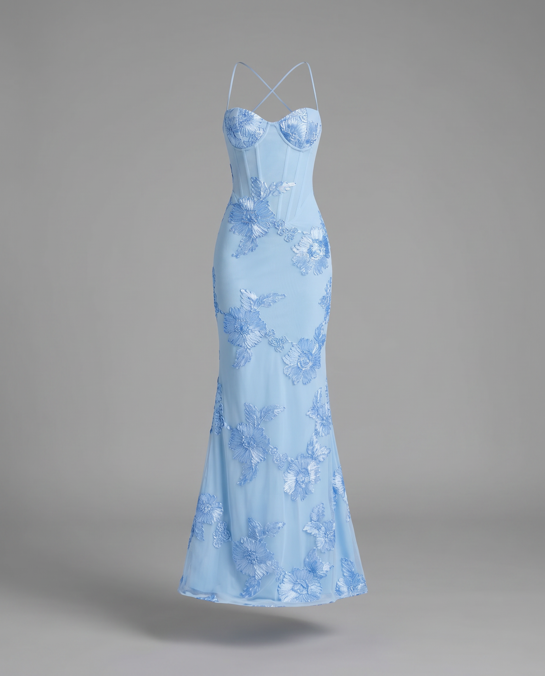 Floral Corset Maxi Dress with Lace-Up Back