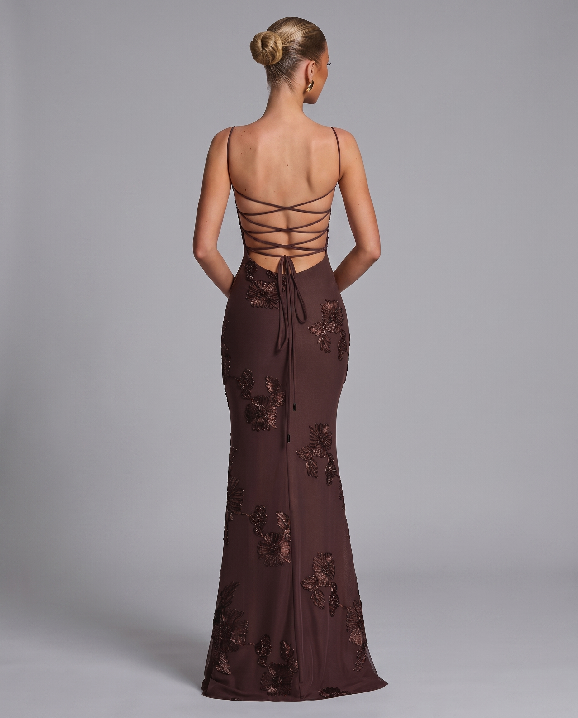 Floral Corset Maxi Dress with Lace-Up Back