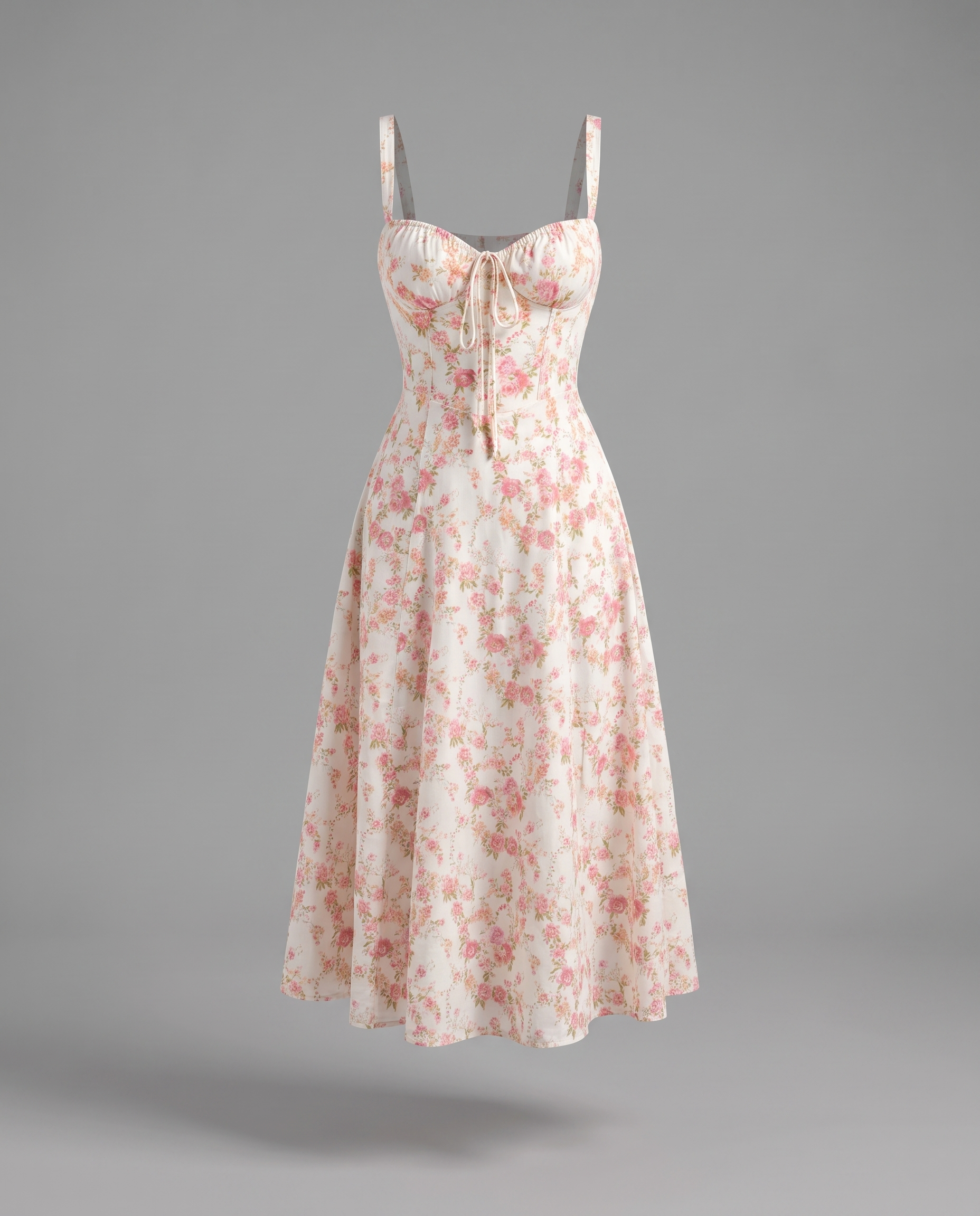 Floral Corset Midi Dress with Side Slit