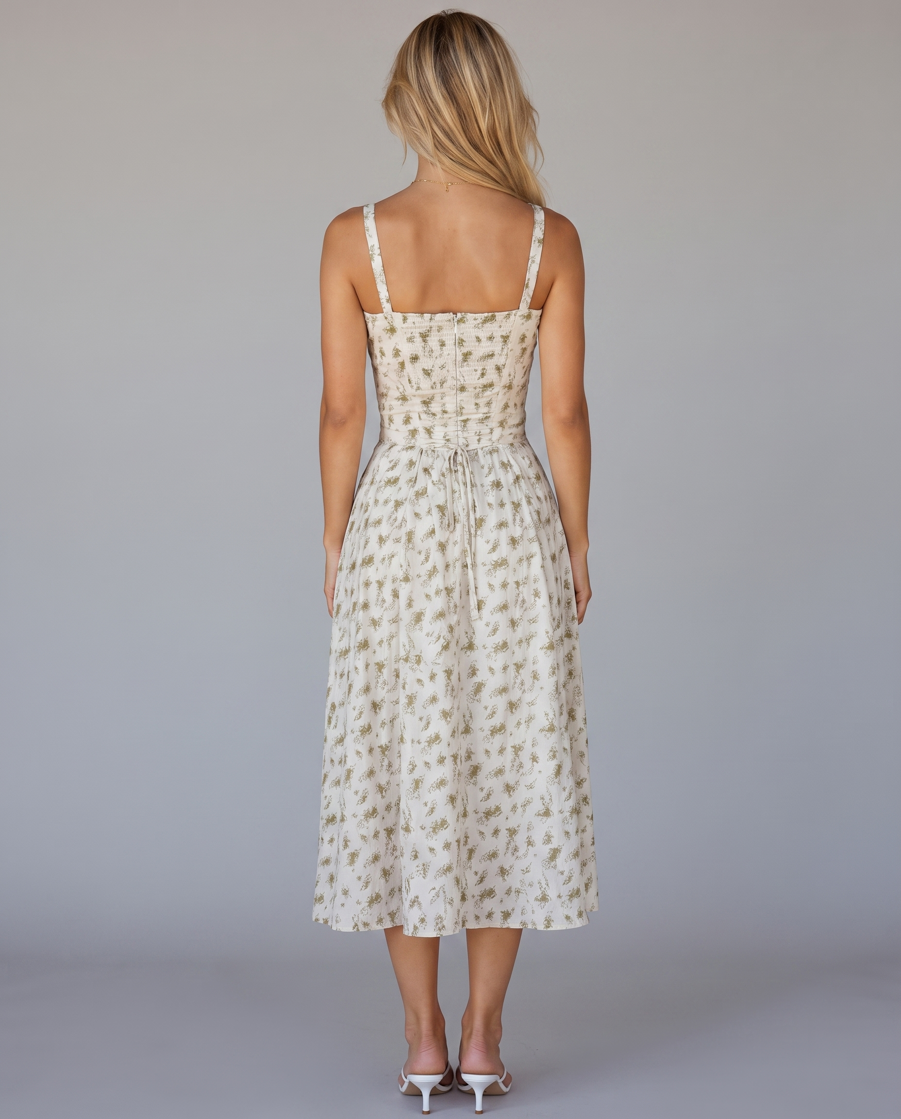 Floral Corset Midi Dress with Side Slit