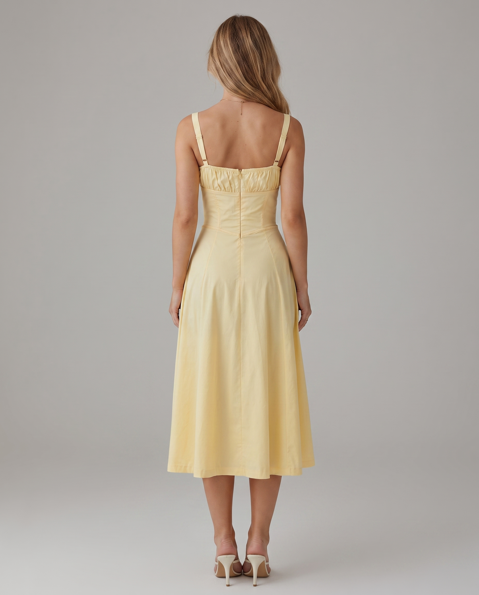 Floral Corset Midi Dress with Side Slit
