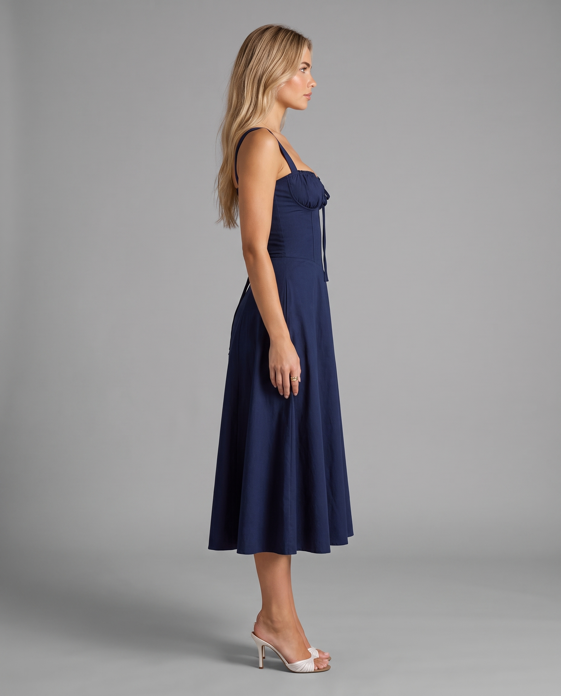 Floral Corset Midi Dress with Side Slit
