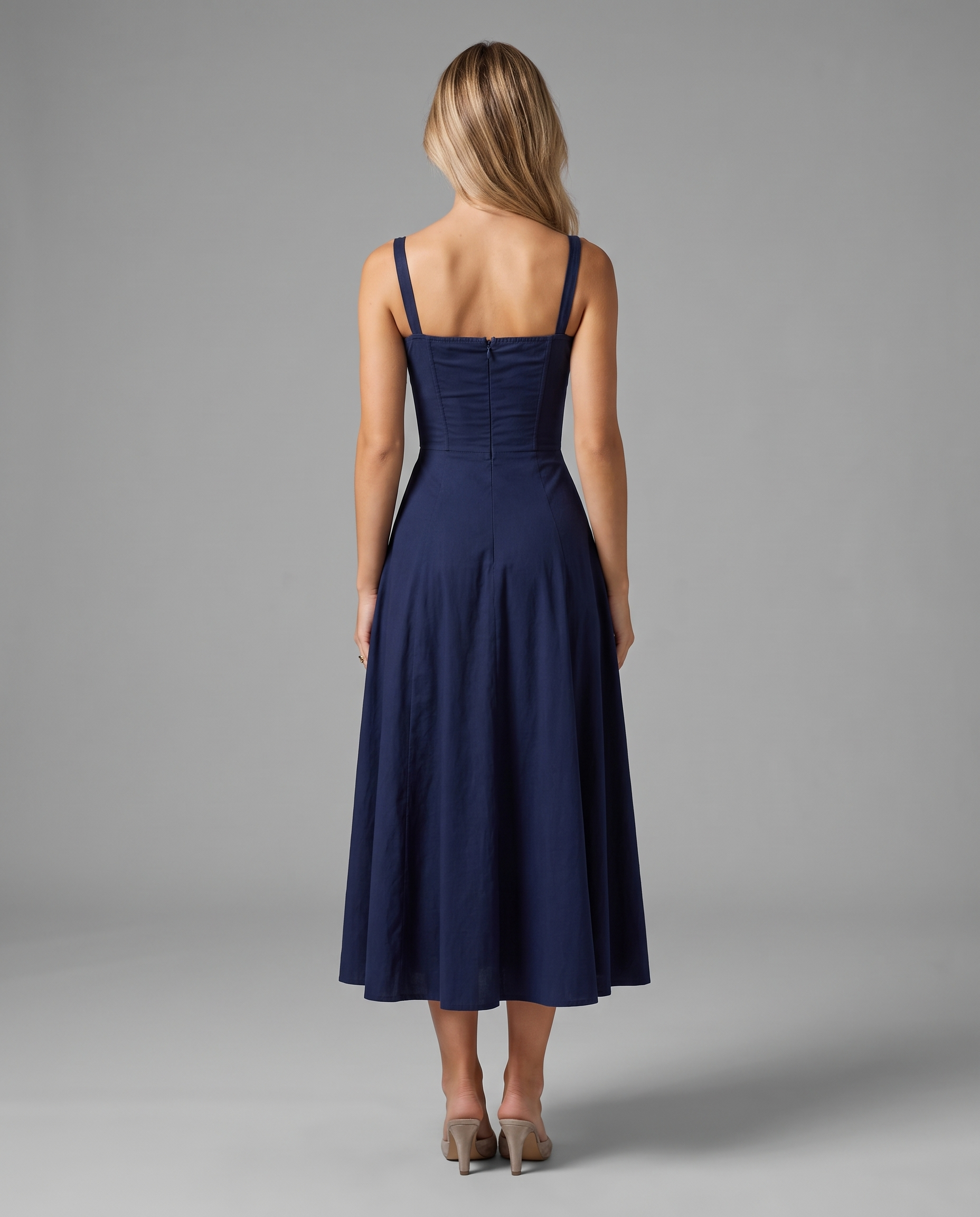 Floral Corset Midi Dress with Side Slit