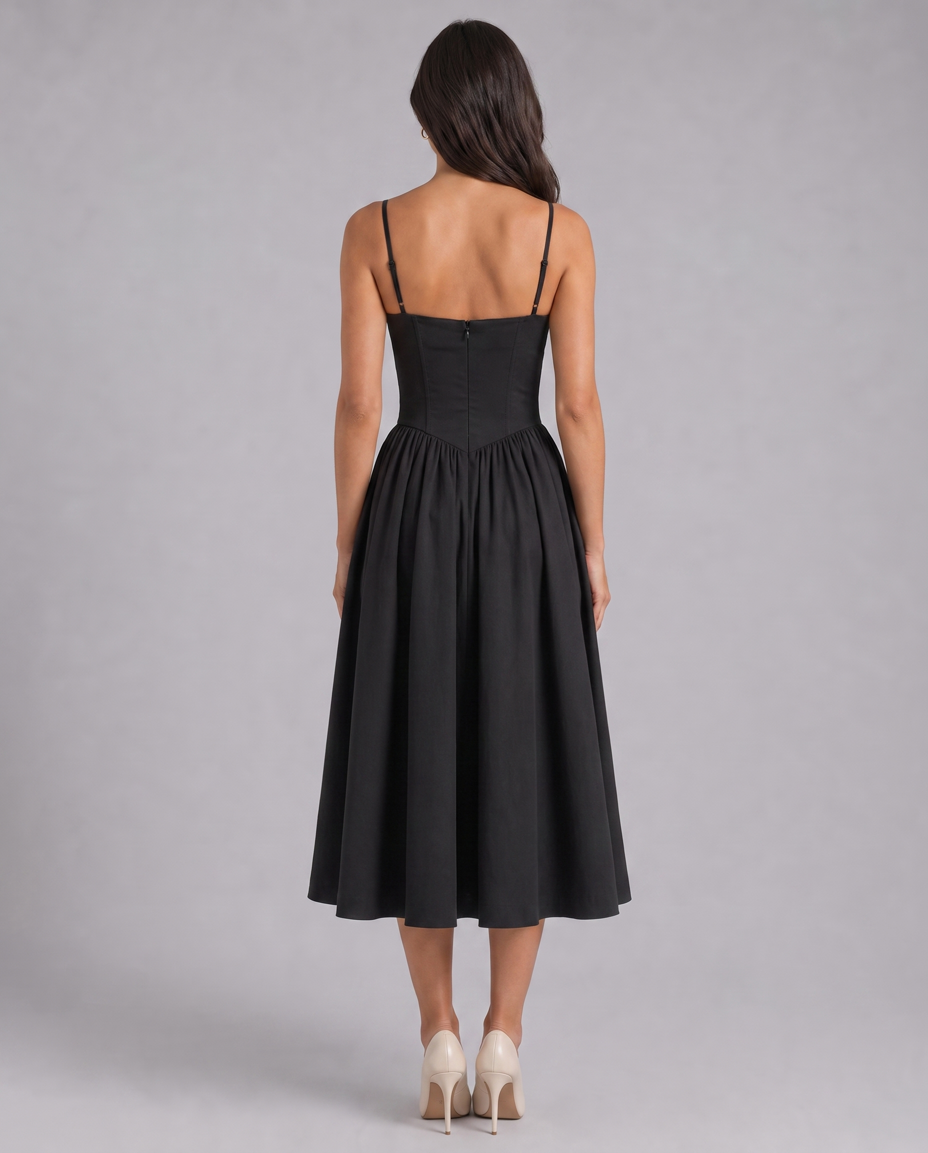 Floral Corset Sweetheart Neck Midi Dress