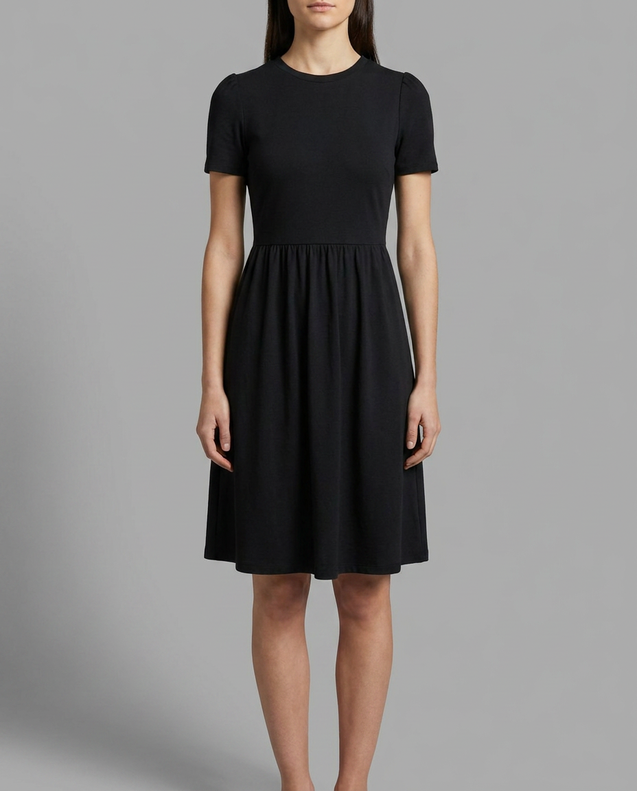 Naomi Short-Sleeve Dress in Black