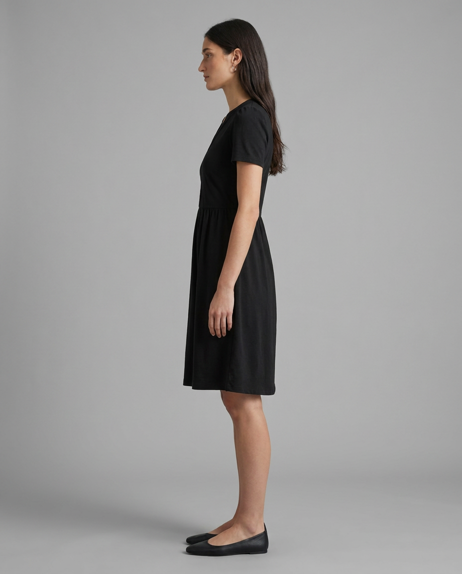 Naomi Short-Sleeve Dress in Black