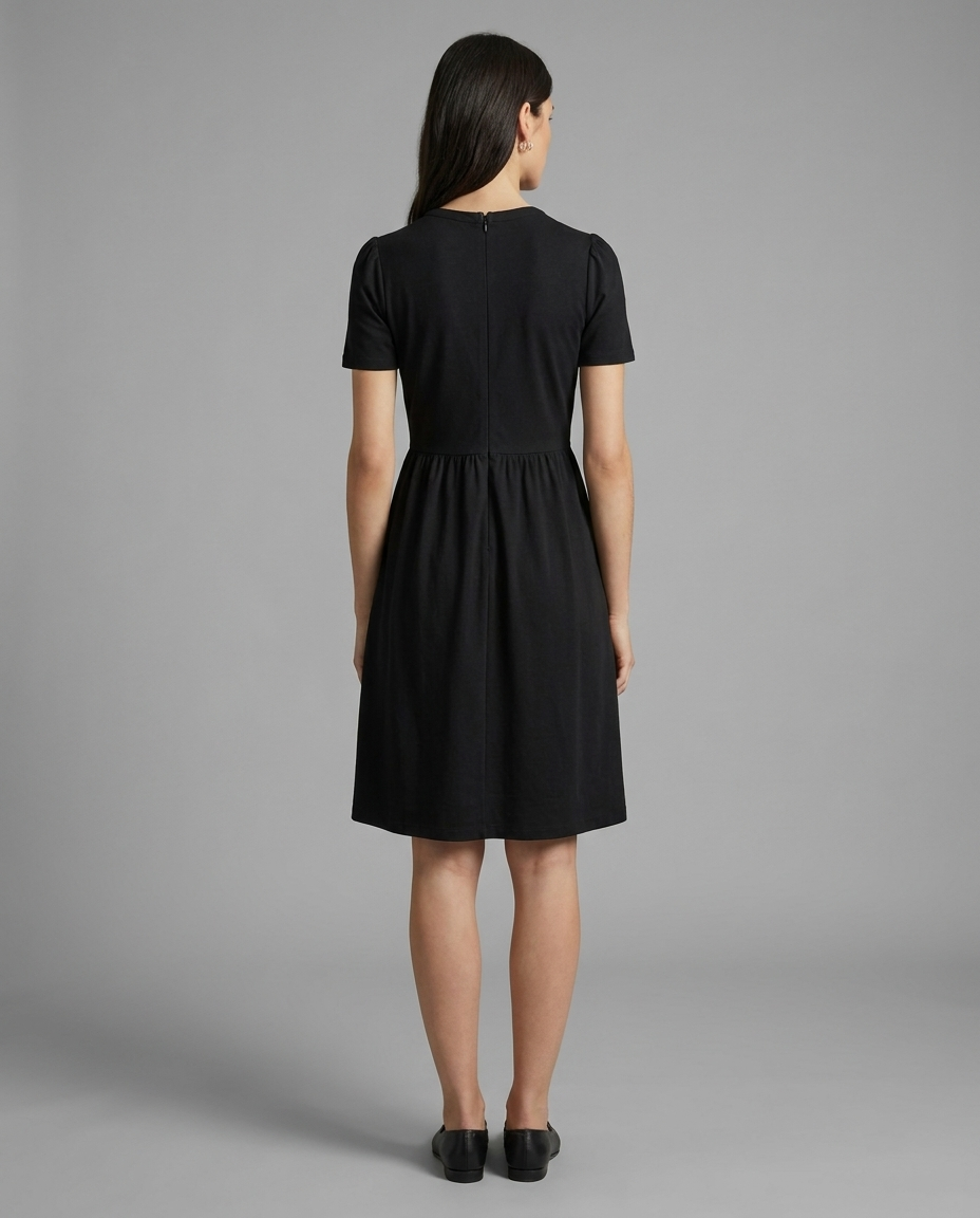 Naomi Short-Sleeve Dress in Black