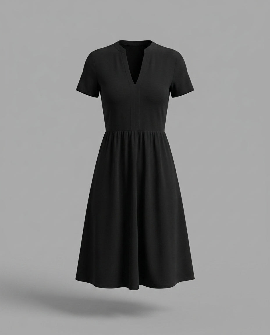 Naomi Short-Sleeve Dress in Black