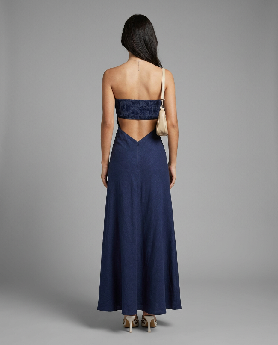 Navy Strapless Maxi Dress